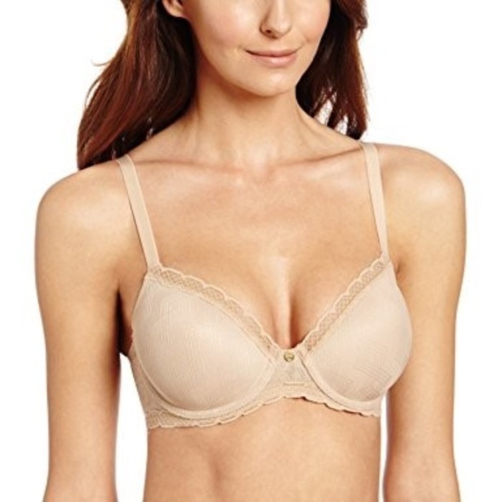 NWT Natori 34DD Geo Icon Sweetheart Contour Underwire Bra 732065 Beige #117780